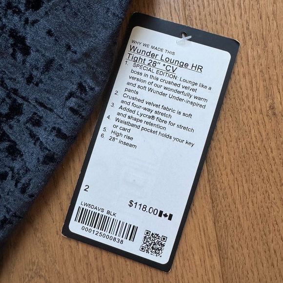 Lululemon Wunder Lounge High Rise Velvet Tight 28' - NWT - Black - Size 2 - Picture 5 of 6
